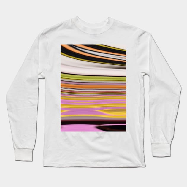 1980s trendy abstract black white yellow green pink stripe Long Sleeve T-Shirt by Tina